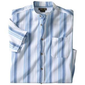 Atlas For Men Mens Striped Crepe Shirt / Blue
